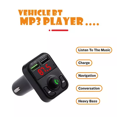 In Car Bluetooth FM Transmitter Radio MP3 Wireless Adapter Player 2USB Charger • £5.29