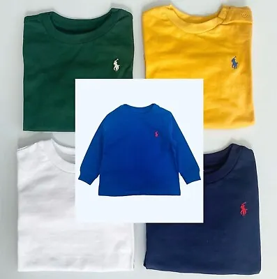 £7.95 • Buy Baby Boys Ralph Lauren Top Long Sleeved Blue Green Yellow White Cotton Designer