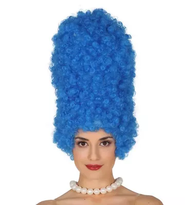 Blue Wig Cartoon Character Marge Simpson Fancy Dress Costume 90's Beehive Curly • $65.26