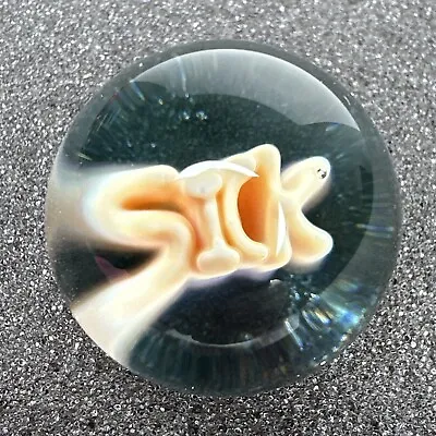 Handmade Contemporary 1.06  Art Glass Marble  SICK  Word Implosion Boro MIB Gift • $31.49