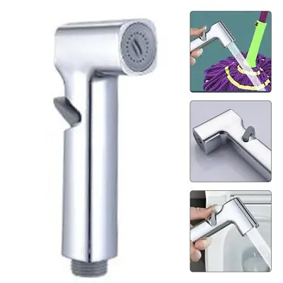 Bathroom Hand Held Bidet Sprayer Toilet Silver ABS Supercharged Sprayer Faucet • £4.90