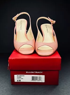 ELLEN TRACY Pink Heel Slingback Women's Leather Shoe 6M • $24.95