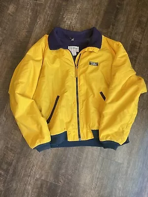 Vintage LL Bean Jacket Adult Size XL Yellow Blue Fleece Lined Warm Up Bomber • $30