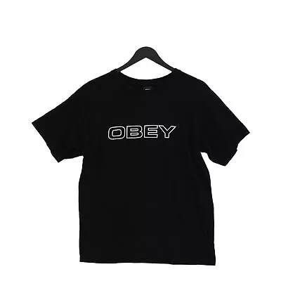 Obey Men's T-Shirt M Black Graphic 100% Cotton Basic • £11.80