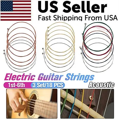 3 Sets Of 6 Guitar Strings Replacement Steel String For Acoustic Guitar 1st-6th • $6.89