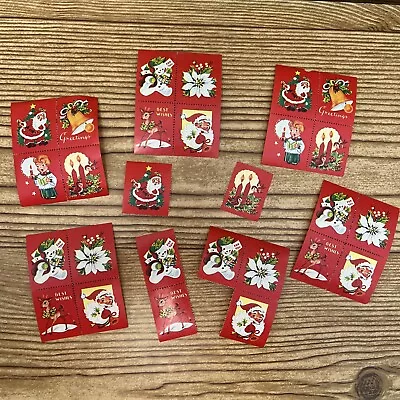 Lot Of Vintage Christmas Die Cut Gummed Holiday Gift Seals Stamps Santa Snowman • $10