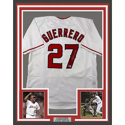 Framed Autographed/Signed Vladimir Vlad Guerrero 33x42 LA White Jersey BAS COA • $449.99