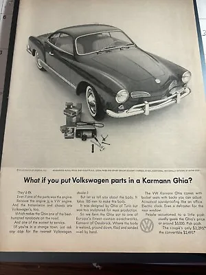 1963 Vintage Print Ad For The Volkswagen Karmann Ghia • $7.95