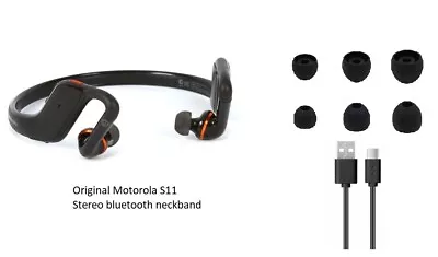 Black Motorola S11 HD Bluetooth Headset Stereo Music Neckband Earbuds Headphones • $49.99