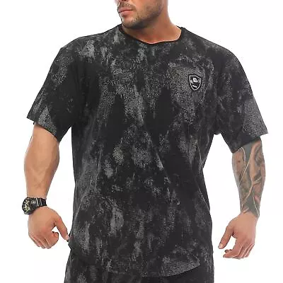 BGSM SPORTSWEAR Ragtop Rag  Gym Shirt T-Shirt Bodybuilding 3334-BLACK Camouflage • £52.91