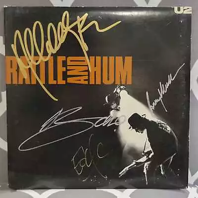 U2 Signed Lp Rattle And Hum 4 Members Original Album Vintage Vinyl Record Gr • $325