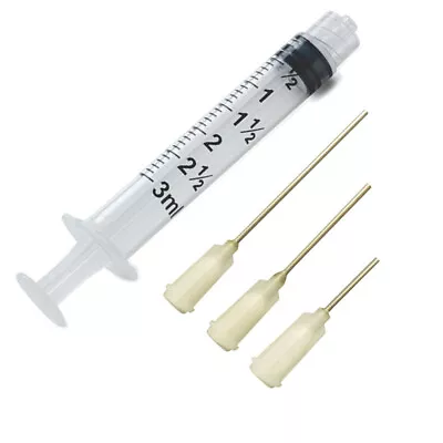 3cc 3ml INDUSTRIAL SYRINGES WITH 17 GA GAUGE BLUNT TIP NEEDLES 10 25 50 100 PC • $18.75