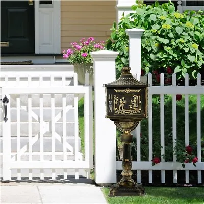 Vintage Cast Aluminum Mailbox Locking Security Post Water-resistant Mail Box • $116.99