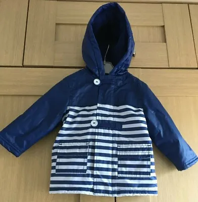 £8.99 • Buy Baby Boys Mini Club Navy Striped Waterproof Jacket  9-12 Months