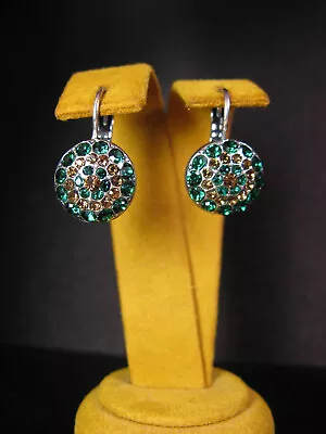 MARIANA JEWELRY EARRINGS ROUND SWAROVSKI CRYSTALS GREEN BROWN SP Gift Valentines • $66.60