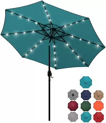 9 Ft Solar Umbrella 32 LED Lighted Patio Umbrella Table Market Umbrella W/ Tilt • $71.81