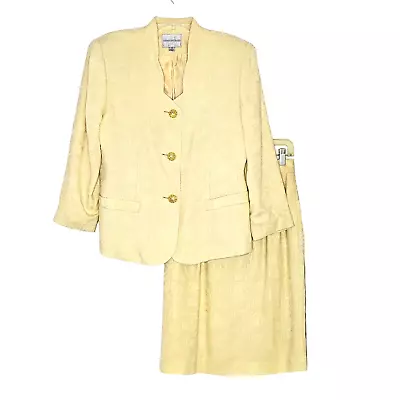 Amanda Smith Petite Womens Gold Skirt Suit Size 12 Fully Lined • $14.99