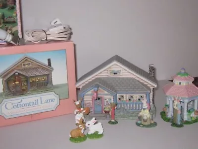 Midwest Cannon Falls Cottontail Lane Lighted Bed&breakfast With Added Figurines • $19