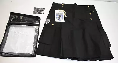 Damn Near Kilt 'Em Mens Stowaway Utility Kilt Black 100% Cotton NWT Medium • $39.99