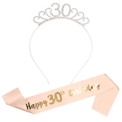 Happy Birthday Sash Tiara Set 16/18/21st/30/60th Girl Crown Rose Gold Party UK • £5.89