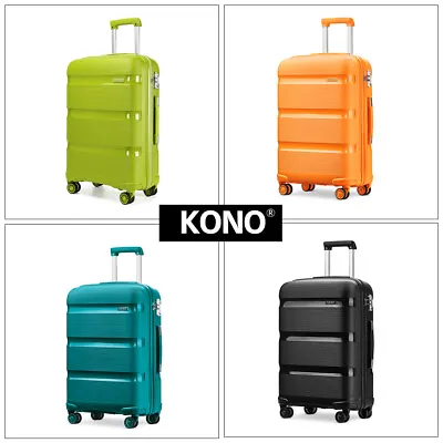 KONO Polypropylene Hand Cabin Luggage Hard Shell Suitcase Set Travel Trolley • £49.98