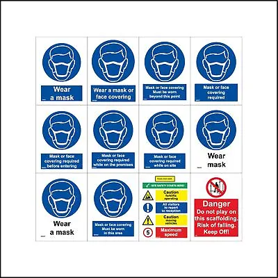 £4.58 • Buy Face Covering Signs Industry Logo Company Construction Infection Safety G343BP