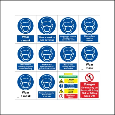 £4.58 • Buy Face Covering Signs Industry Logo Company Construction Infection Safety G343BP