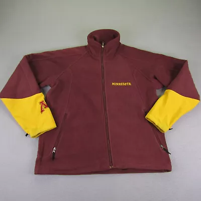 Minnesota Golden Gophers Jacket Mens Large Red Columbia Fleece Full Zip Coat ^ • $23.98