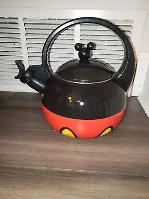 Disney Parks Mickey Mouse Teapot Tea Kettle  W/ Harmonic Whistle Black & Red • $29.99