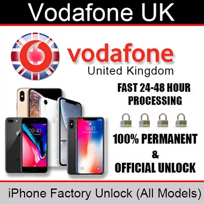 Vodafone UK IPhone Factory Unlocking Service (All Models / Fast 24-48 Hour) • $11.35