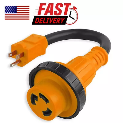 $12.89 • Buy RV Power Cord Plug Adapter 15 Amp Male To 30 Amp Female With Twist Lock USA