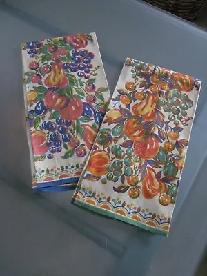 Vintage 1950’s Fruit Motif Dishtowels Linen Set Of 2 NEW Old Stock • $14.99