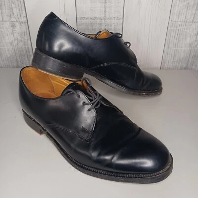 £30 • Buy Mens Vintage Sanders Oxford Shoes Size 8 Black Leather Lace Up Formal Dress