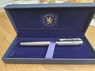 Chelsea FC- CLUB CHELSEA-Brand New Chrome Ballpoint Pen In  Gift Box. • £12.99