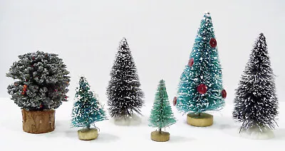 Sisal Bottle Brush Flocked Tree Bush Village Train Vintage Lemax Christmas Decor • $10.99