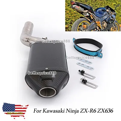 Slip Exhaust Muffler Pipe Carbon Fiber For Kawasaki Ninja ZX6R ZX636 2007-2008 • $293.40