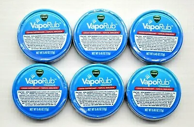 Vicks VapoRub Cough Suppressant Topical Analgesic Ointment 6 Pack 0.45 Oz(12 G) • $15.99