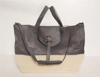 MELI MELO Grey Ponyskin Natural Shearling THELA Large Tote Bag Handbag NEW • $333