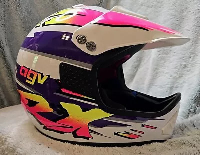 Vintage Neon 1984 Agv RX Motocross ATV Off Road Helmet Snell 54 Cm Made In Italy • $200