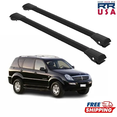 For SsangYong Rexton Y200 2001–2017 Cross Bars Roof Rack Black • $129
