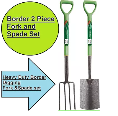 Green Blade Carbon Steel Garden Border Fork Spade With Plastic Coated D Handle • £17.89