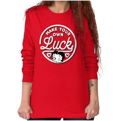 Betty Boop Make Your Own Luck Retro Cartoon Long Sleeve T Shirt Tees For Women • $24.99