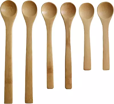 Small Bamboo Spoons Set Of 6 Multi-size Soup Spoons Mini Tasting Spoons Wooden  • $13.08