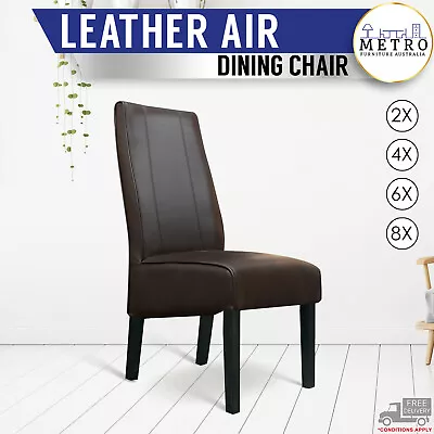2468 Leather Air Brown Dining Chair With Solid Timber DarkEspresso Legs • $1832.40
