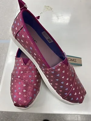 Toms Girls Alpargata Glitter Hearts Casual Slip On Loafers Shoes Size 6 • $24.99