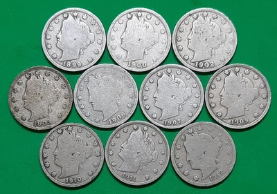 $13.95 • Buy Ten Liberty V Nickels With Ten DIFFERENT Dates!