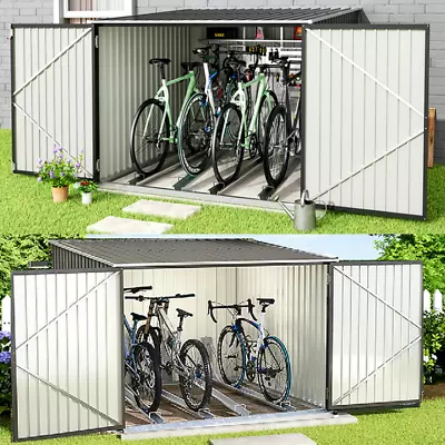 Outdoor Metal Steel Garden Bike Shed Tool Storage Shed Unit House Bicycle Box • £209.95