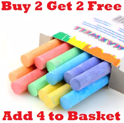 12x Chalk Sticks Boxed Kids Playground School Art Blackboard Pub White Or Color • £2.39