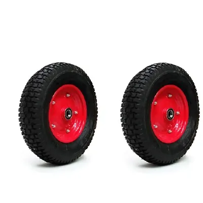 2x 16'' 4.5-8 Wheelbarrow Pneumatic Wheel 20mm Bore Bearing Cart Trolley Trailer • $52.99