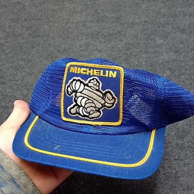 Vintage Swingster Michelin Tire Mesh Trucker Hat Blue Snapback • $29.98